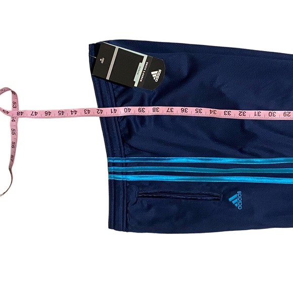 Adidas Women XXL Track Pants Navy Blue with Bright Blue Stripes NWT - Picture 9 of 9